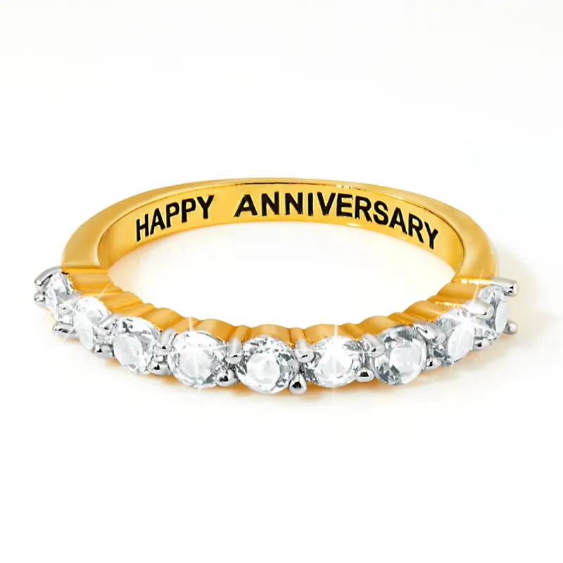 Gold over Sterling Half Eternity Round White Topaz Ring sold by Limoges Jewelry