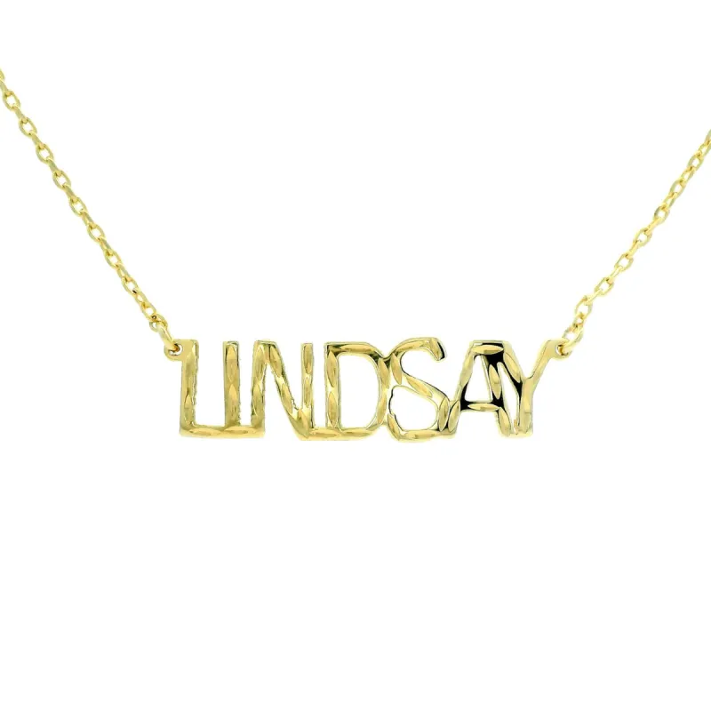 Diamond Cut Uppercase Name Necklace sold by Limoges Jewelry