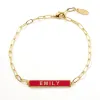 Personalized Enamel Bar Paperclip Chain Bracelet sold by Limoges Jewelry