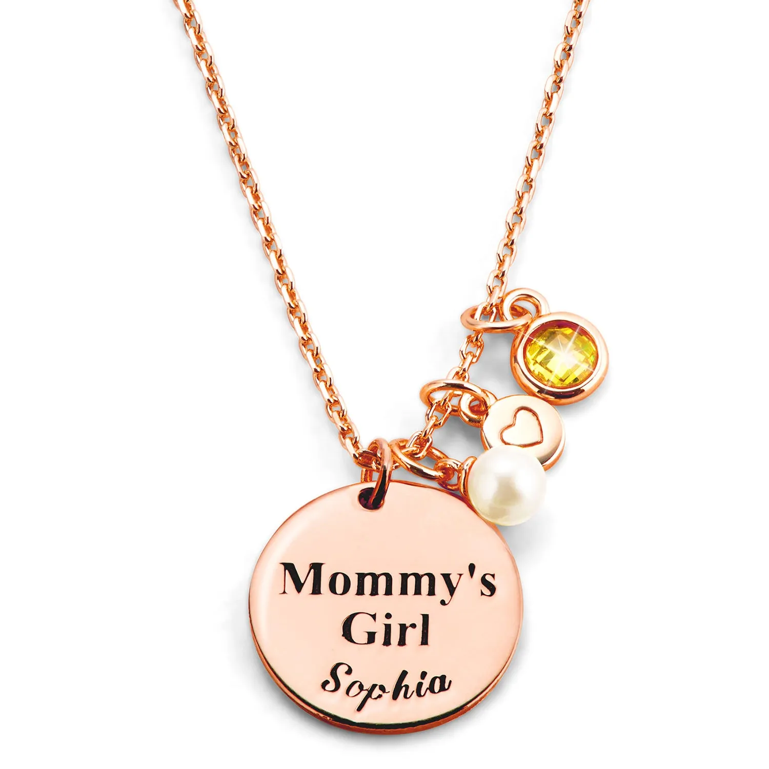 Girls' Sterling Silver Personalized Mommy's Girl Birthstone Cluster Necklace sold by Limoges Jewelry product image thumbnail 5