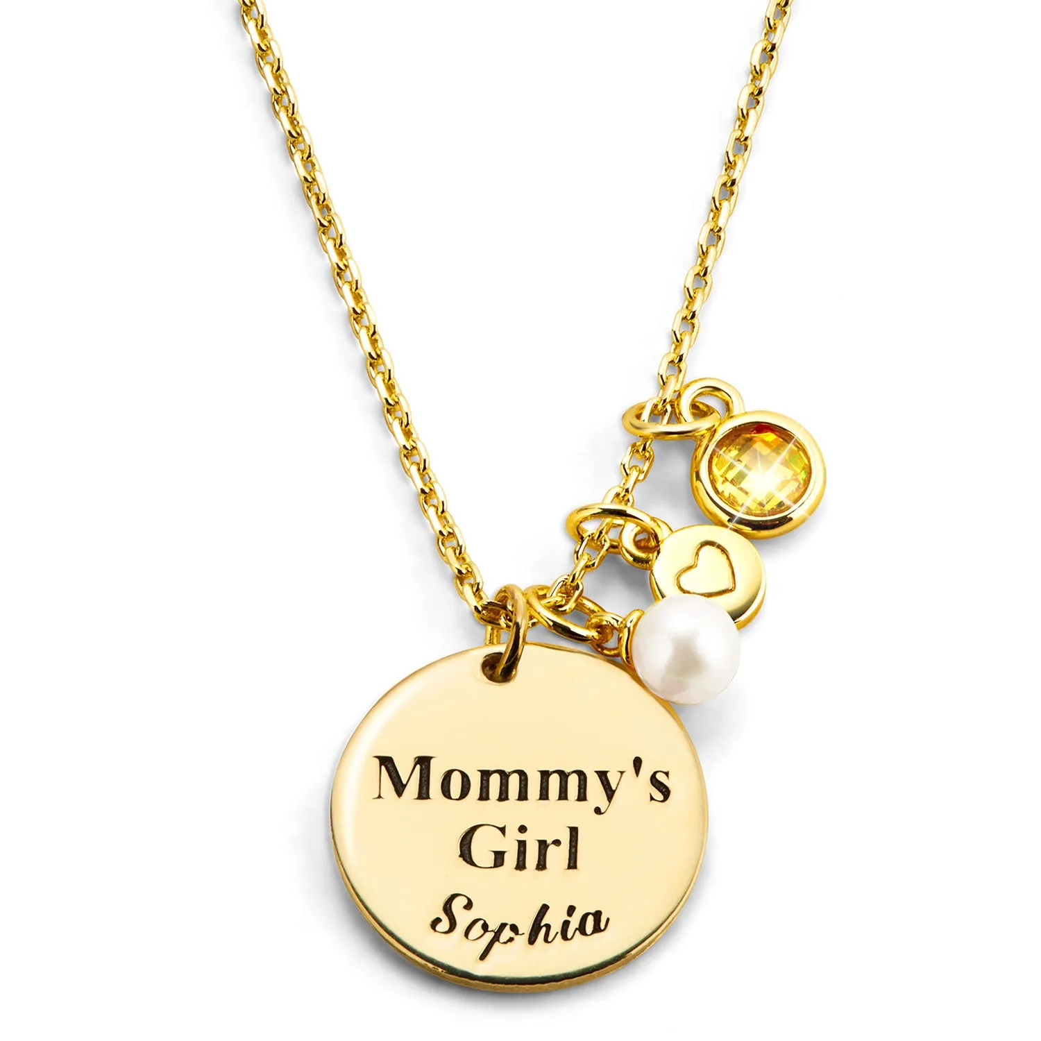 Girls' Sterling Silver Personalized Mommy's Girl Birthstone Cluster Necklace sold by Limoges Jewelry product image thumbnail 4