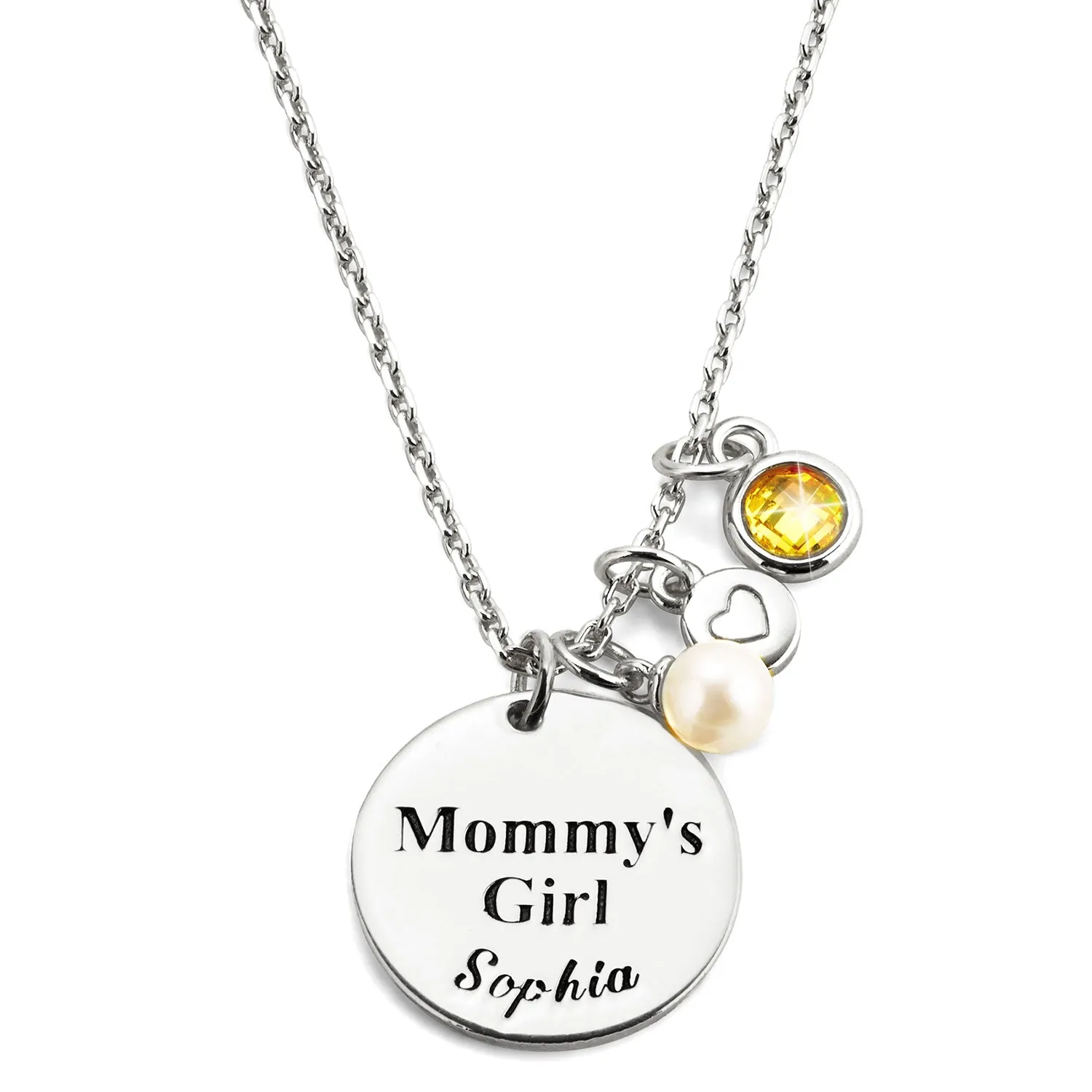 Girls' Sterling Silver Personalized Mommy's Girl Birthstone Cluster Necklace sold by Limoges Jewelry product image thumbnail 2