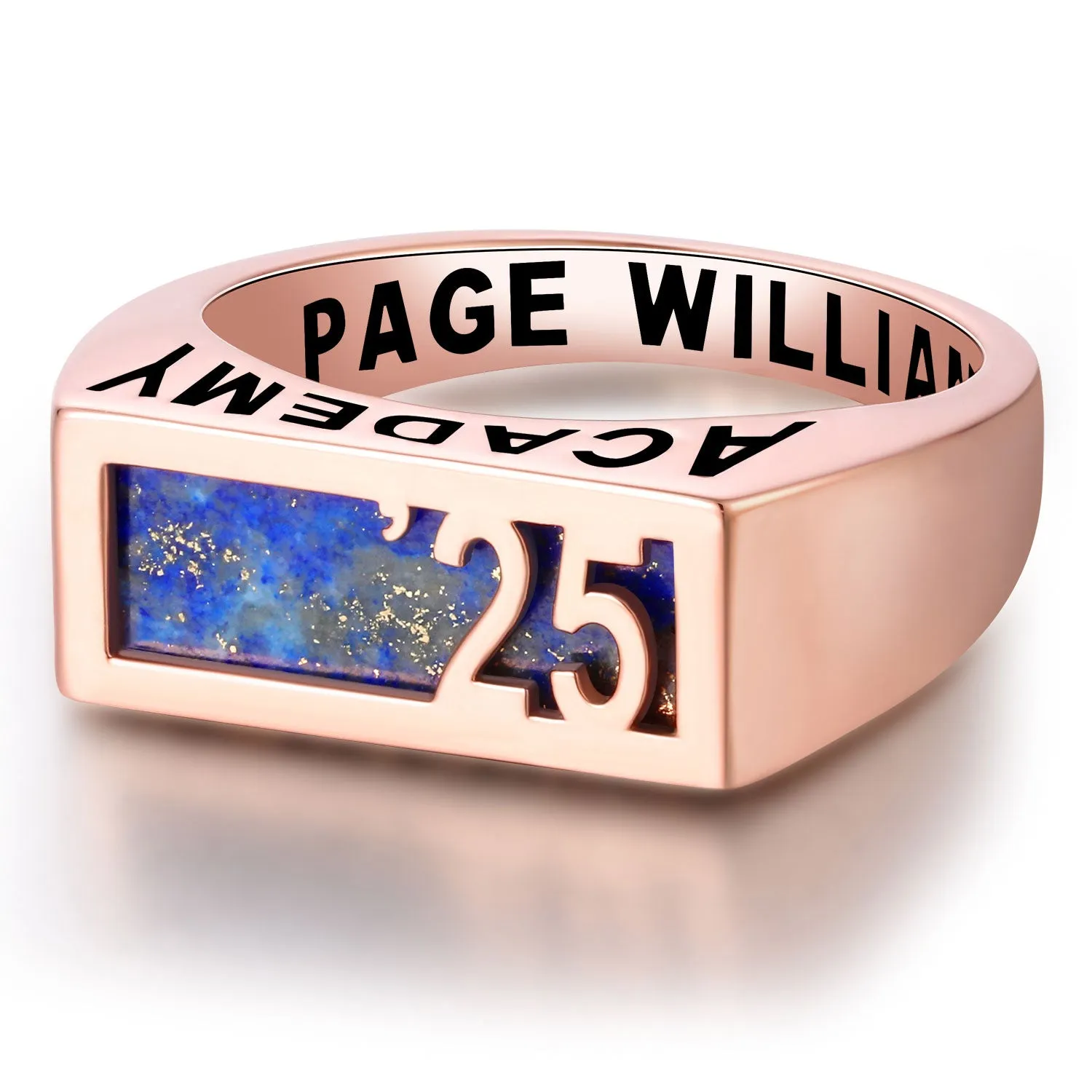 Women's Rose Gold over Sterling Contemporary Graduation Year Signet Class Ring sold by Limoges Jewelry product image thumbnail 4