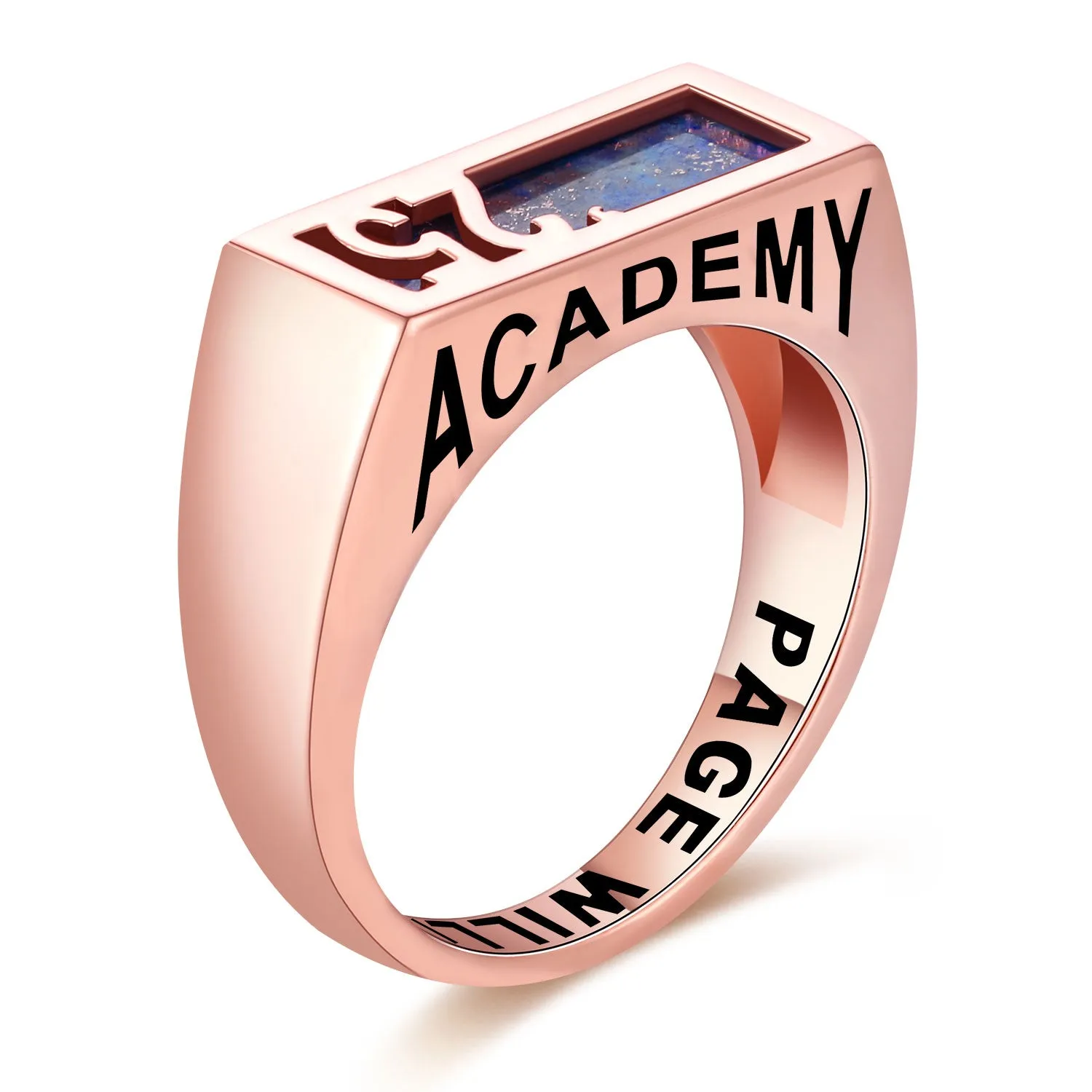 Women's Rose Gold over Sterling Contemporary Graduation Year Signet Class Ring sold by Limoges Jewelry product image thumbnail 2