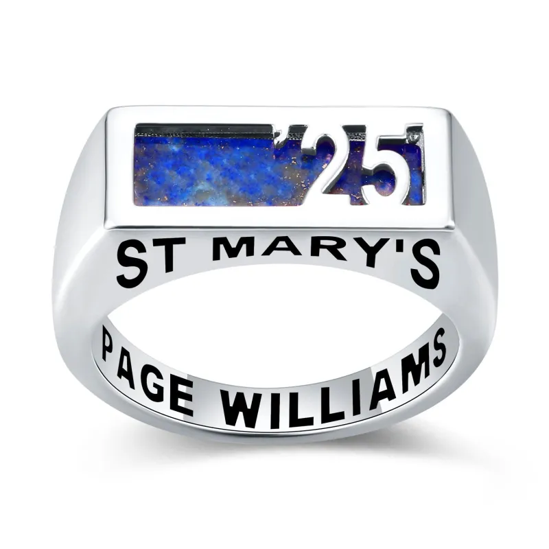 Women's Sterling Silver Contemporary Graduation Year Signet Class Ring sold by Limoges Jewelry