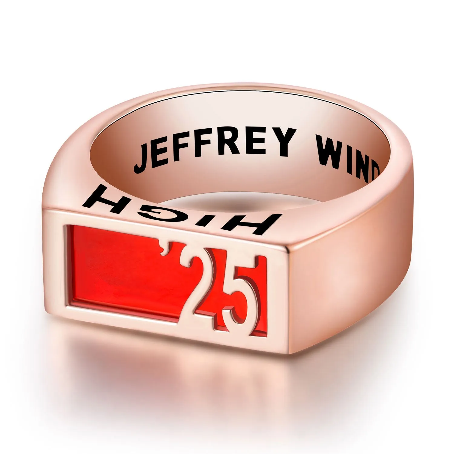 Men's Rose Gold Celebrium Contemporary Graduation Year Signet Class Ring sold by Limoges Jewelry product image thumbnail 4