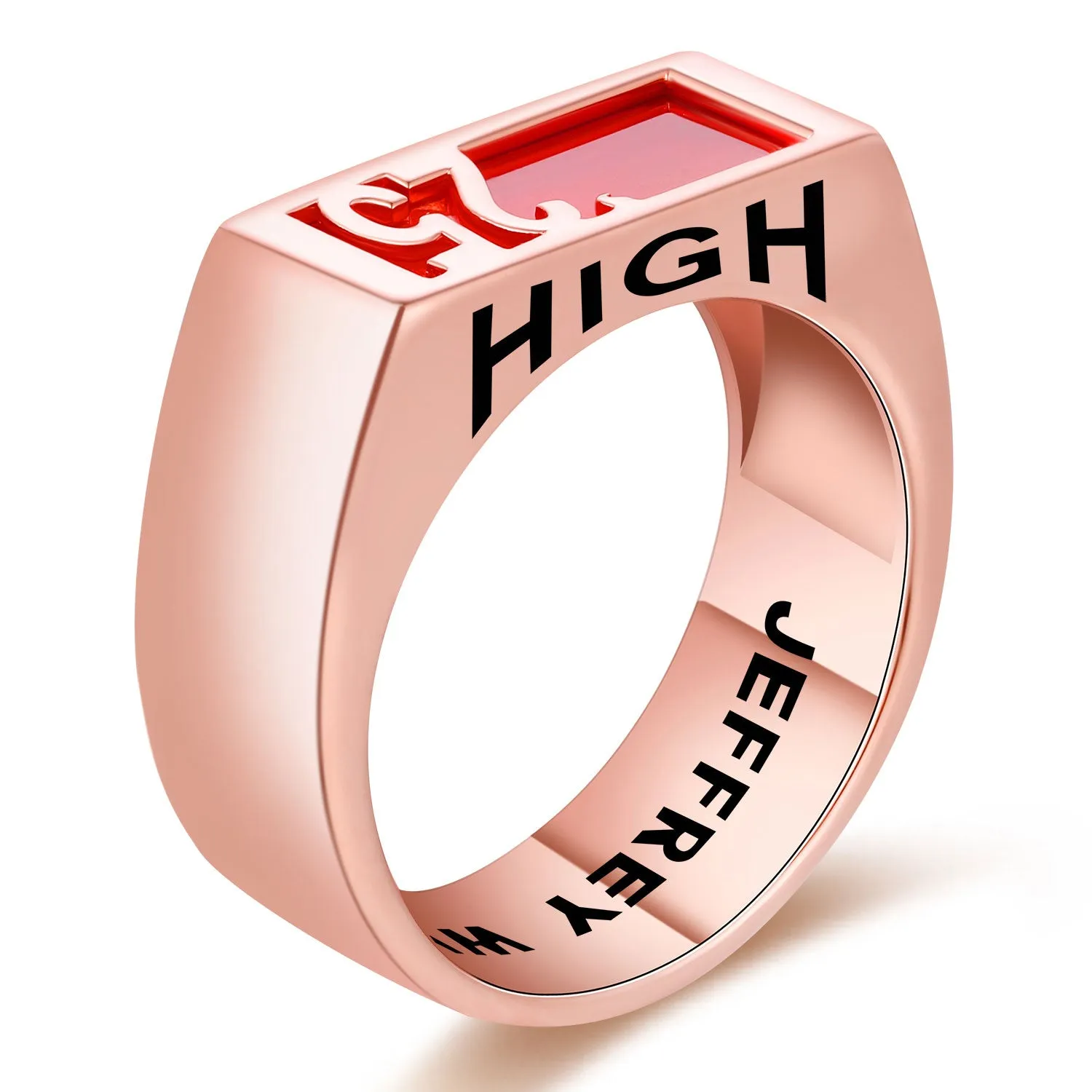 Men's Rose Gold Celebrium Contemporary Graduation Year Signet Class Ring sold by Limoges Jewelry product image thumbnail 2