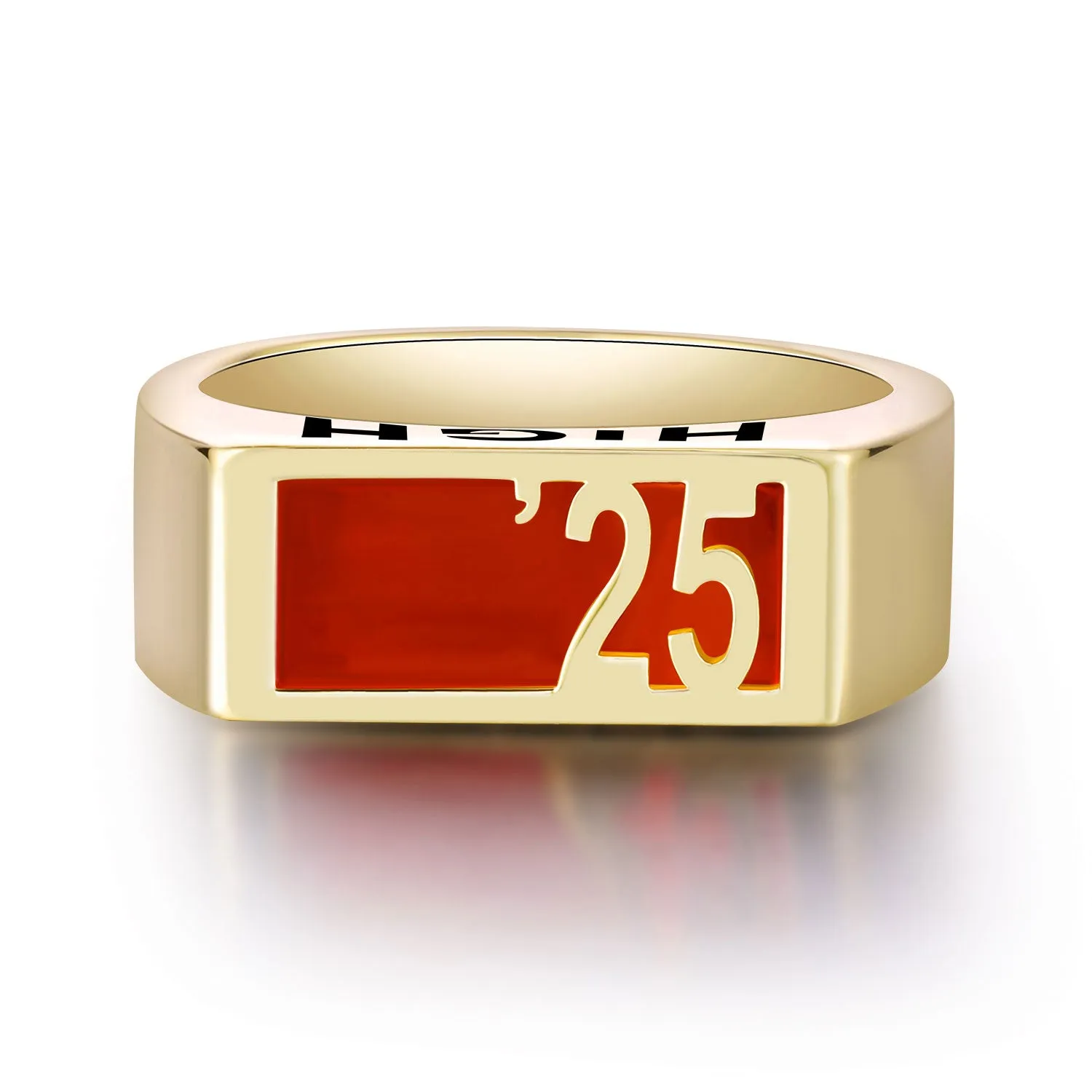 Men's Yellow Celebrium Contemporary Graduation Year Signet Class Ring sold by Limoges Jewelry product image thumbnail 3