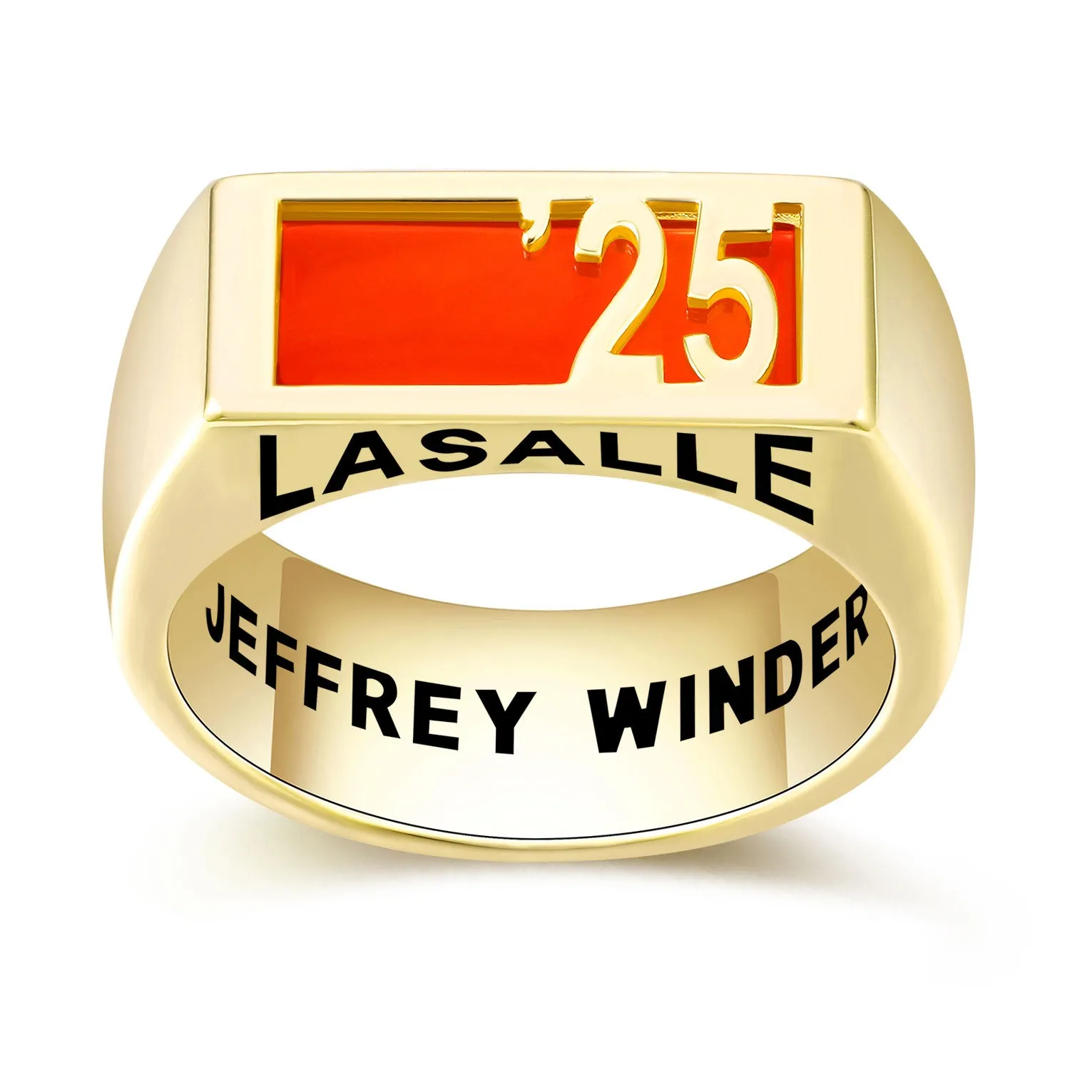 Men's Yellow Celebrium Contemporary Graduation Year Signet Class Ring sold by Limoges Jewelry