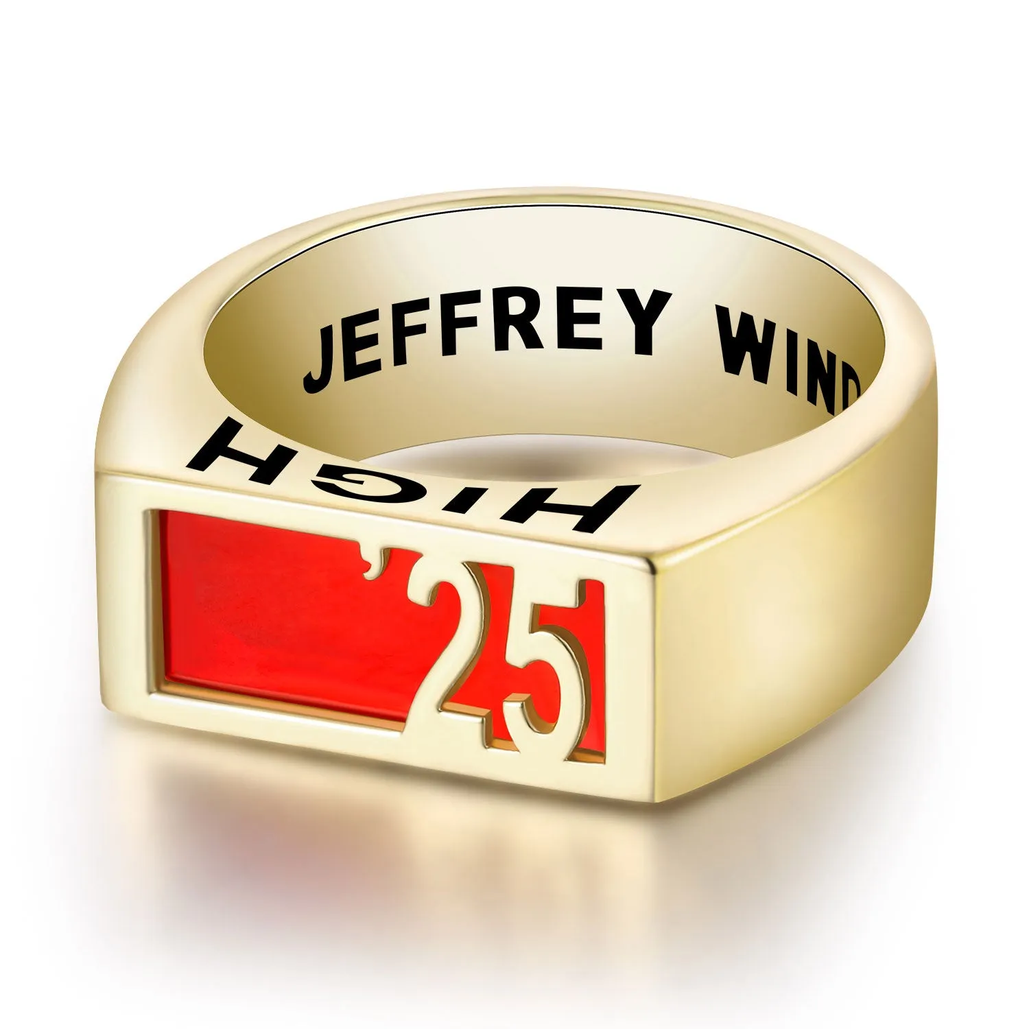 Men's Yellow Celebrium Contemporary Graduation Year Signet Class Ring sold by Limoges Jewelry product image thumbnail 4