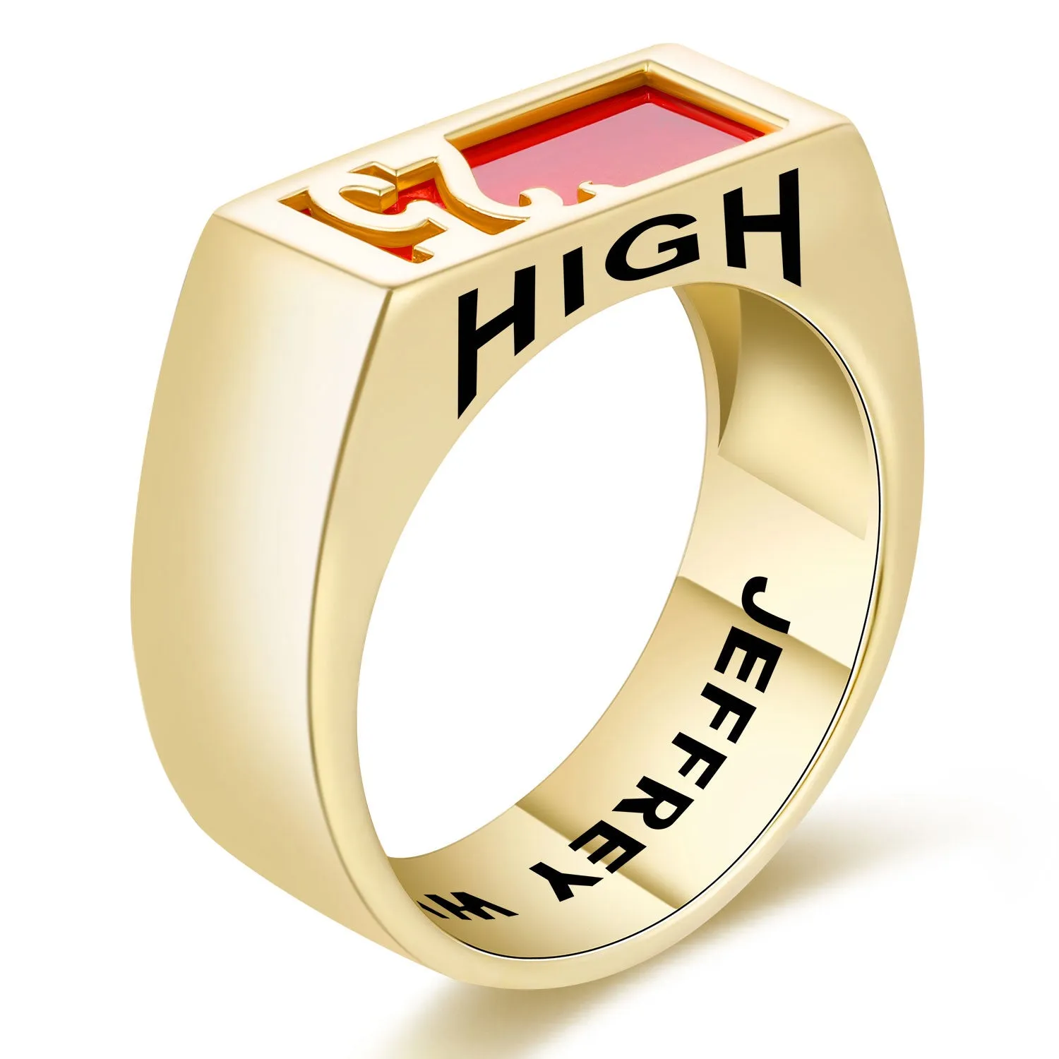 Men's Yellow Celebrium Contemporary Graduation Year Signet Class Ring sold by Limoges Jewelry product image thumbnail 2