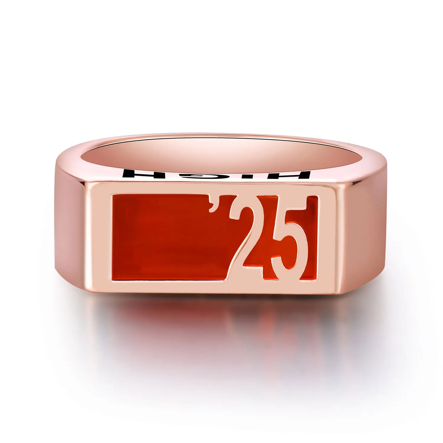 Men's Rose Gold over Sterling Contemporary Graduation Year Signet Class Ring sold by Limoges Jewelry product image thumbnail 3