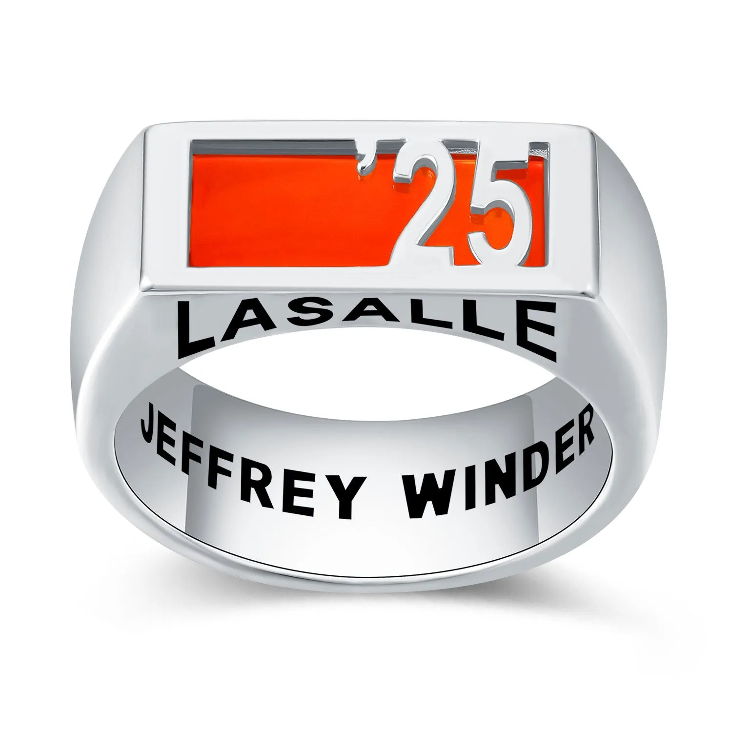 Men's Sterling Silver Contemporary Graduation Year Signet Class Ring sold by Limoges Jewelry