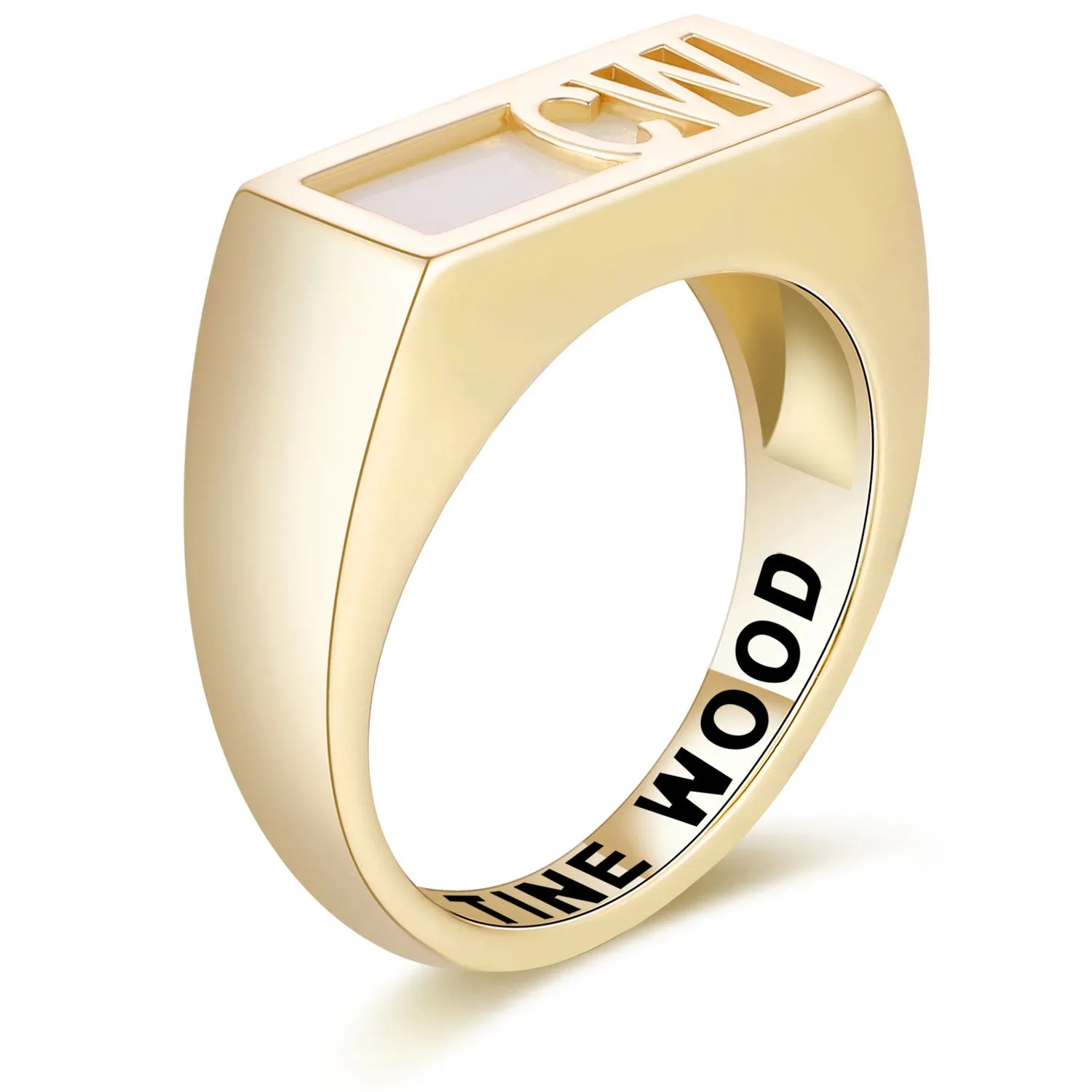 Women's Yellow Celebrium Modern Monogram Signet Opaque Stone Ring sold by Limoges Jewelry product image thumbnail 2
