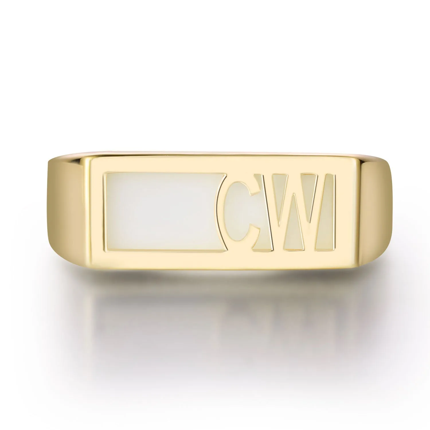 Women's Yellow Celebrium Modern Monogram Signet Opaque Stone Ring sold by Limoges Jewelry product image thumbnail 3