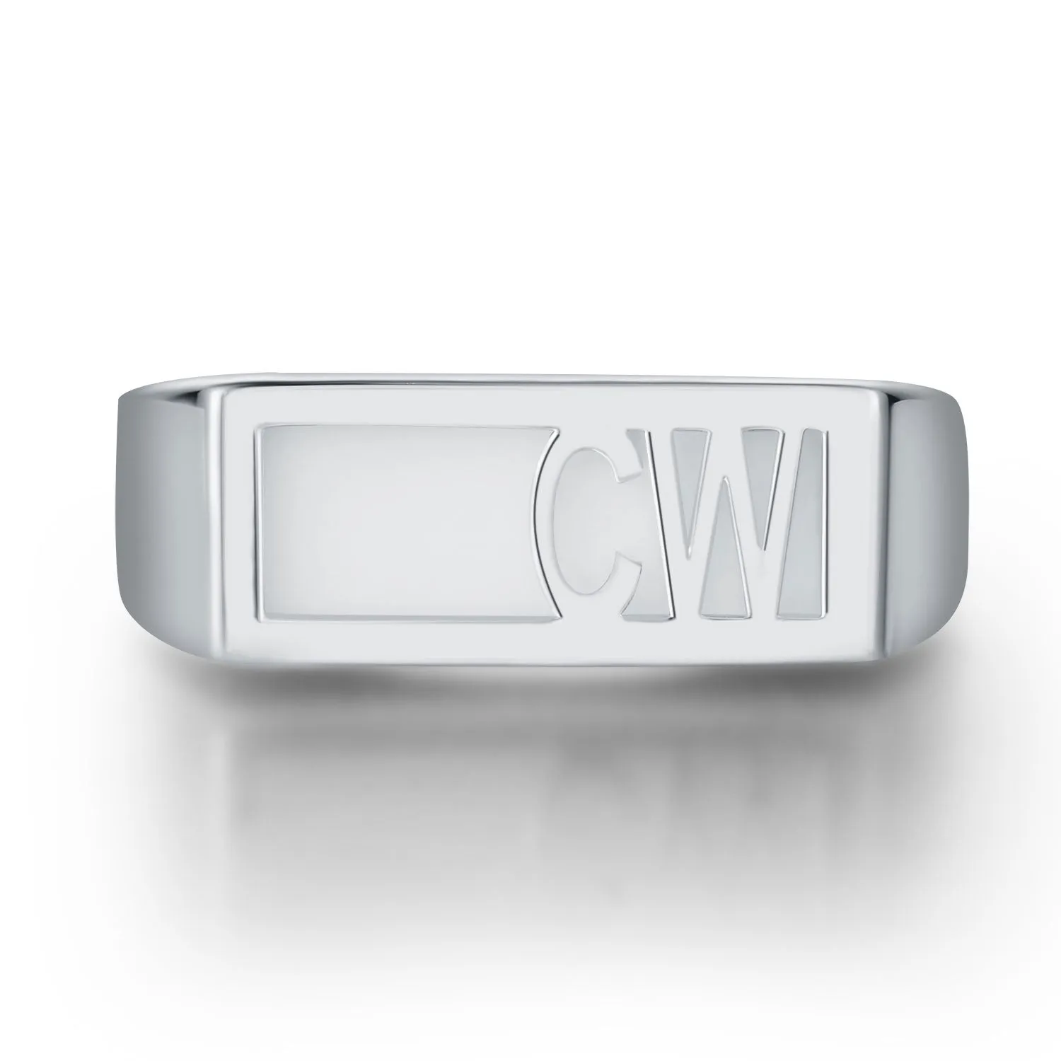 Women's Sterling Silver Modern Monogram Signet Opaque Stone Ring sold by Limoges Jewelry product image thumbnail 3