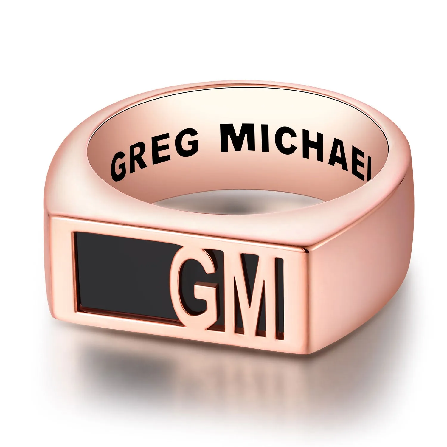 Men's Rose Gold Celebrium Modern Monogram Signet Opaque Stone Ring sold by Limoges Jewelry product image thumbnail 4