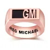 Men's Rose Gold over Sterling Modern Monogram Signet Opaque Stone Ring sold by Limoges Jewelry