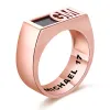 Men's Rose Gold over Sterling Modern Monogram Signet Opaque Stone Ring sold by Limoges Jewelry