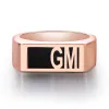 Men's Rose Gold over Sterling Modern Monogram Signet Opaque Stone Ring sold by Limoges Jewelry