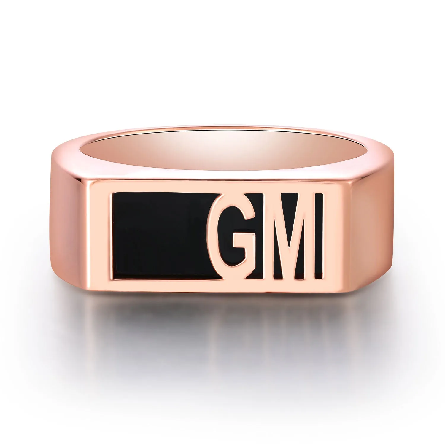 Men's Rose Gold over Sterling Modern Monogram Signet Opaque Stone Ring sold by Limoges Jewelry product image thumbnail 3