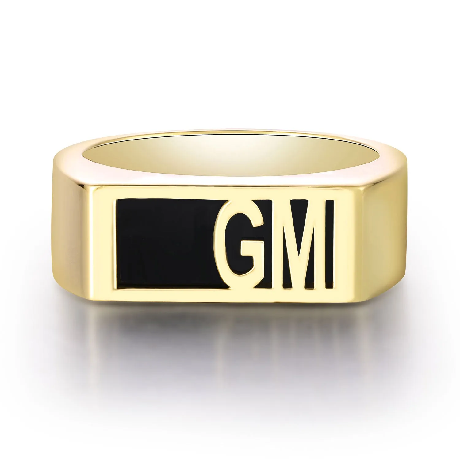 Men's Gold over Sterling Modern Monogram Signet Opaque Stone Ring sold by Limoges Jewelry product image thumbnail 3