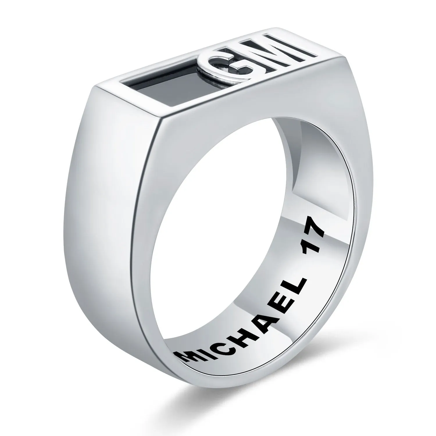 Men's Celebrium Modern Monogram Signet Opaque Stone Ring sold by Limoges Jewelry product image thumbnail 2