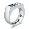Men's Sterling Silver Modern Monogram Signet Opaque Stone Ring sold by Limoges Jewelry