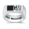 Men's Sterling Silver Modern Monogram Signet Opaque Stone Ring sold by Limoges Jewelry
