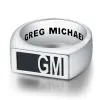 Men's Sterling Silver Modern Monogram Signet Opaque Stone Ring sold by Limoges Jewelry