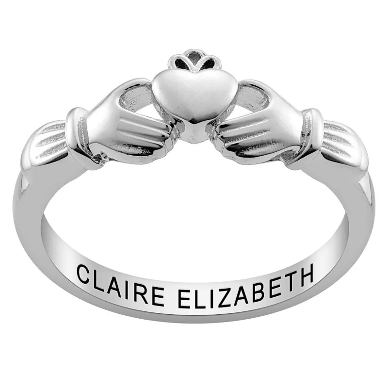 Sterling Silver Personalized Claddagh Ring sold by Limoges Jewelry