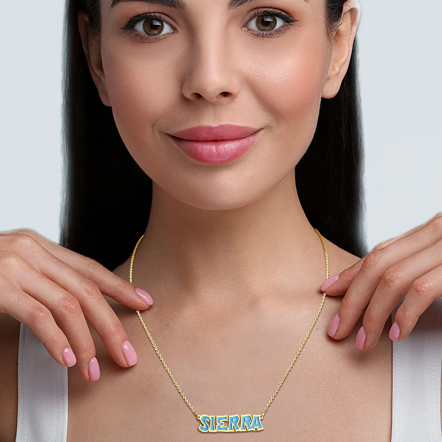 Uppercase Graffiti Font Enamel Name Necklace sold by Limoges Jewelry product image thumbnail 2