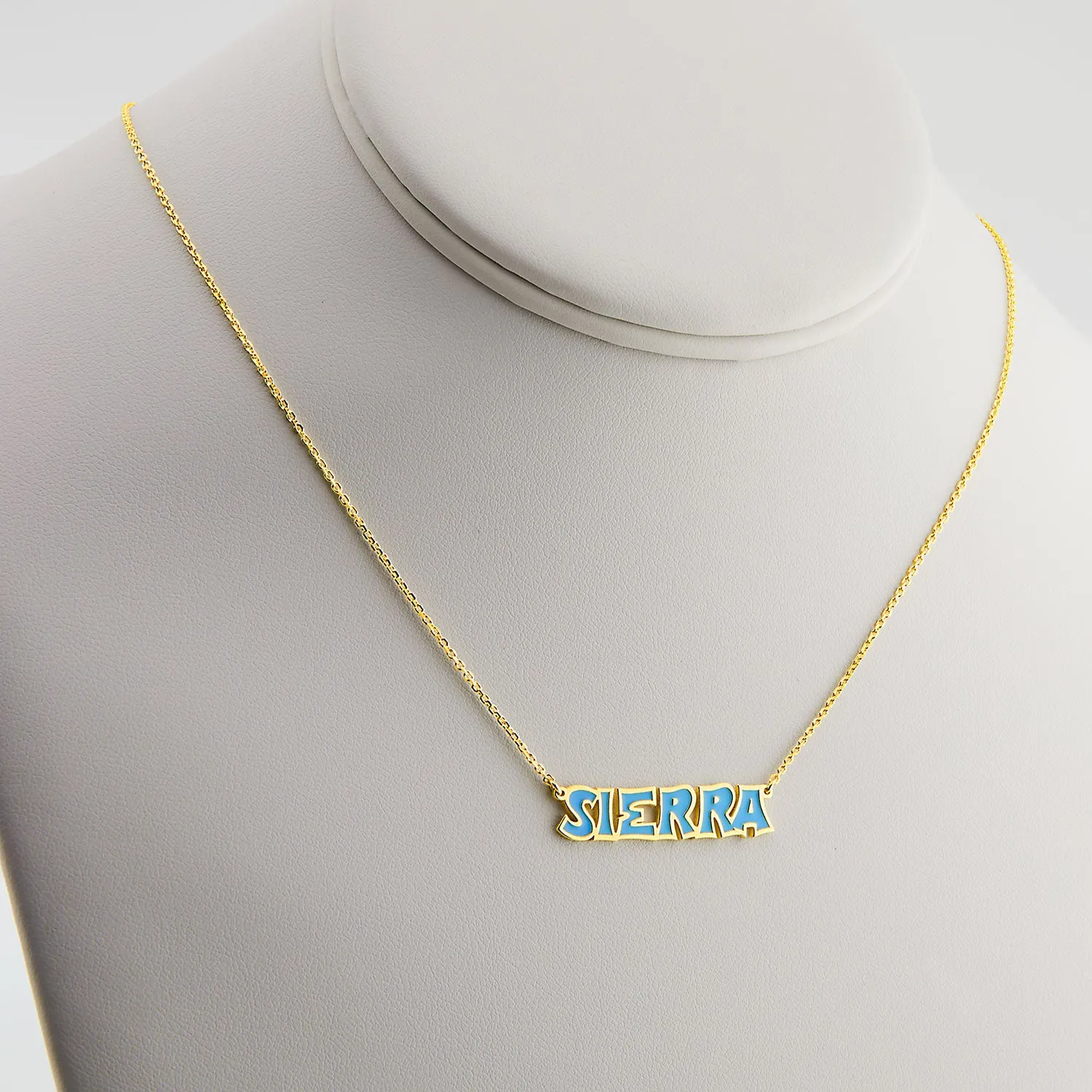 Uppercase Graffiti Font Enamel Name Necklace sold by Limoges Jewelry product image thumbnail 4