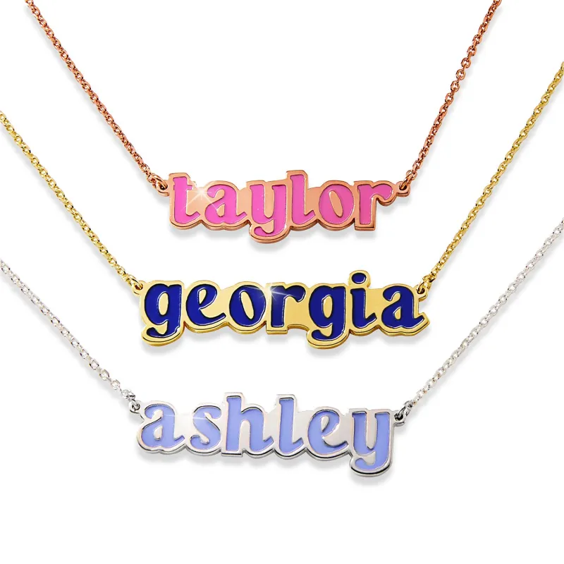 Lowercase Enamel Name Necklace sold by Limoges Jewelry