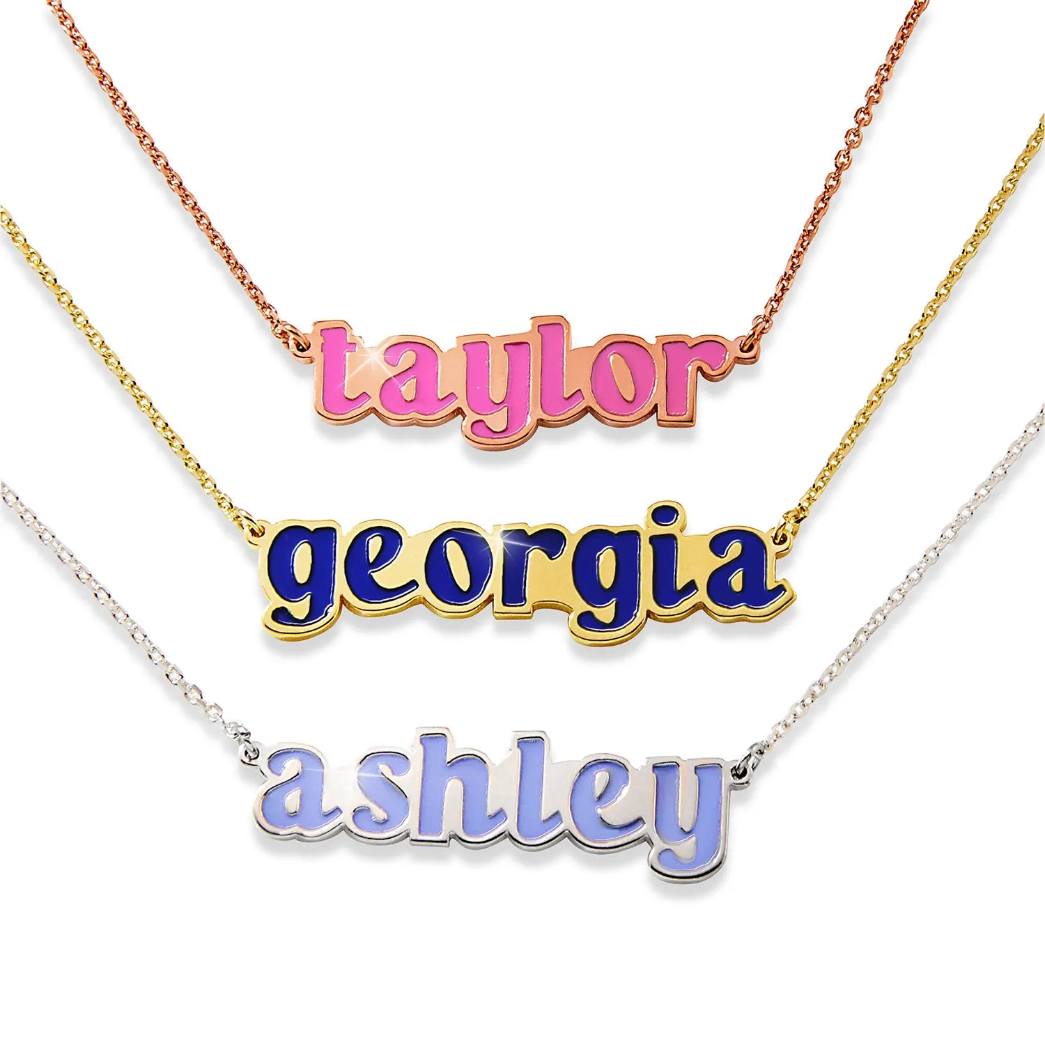 Lowercase Enamel Name Necklace sold by Limoges Jewelry