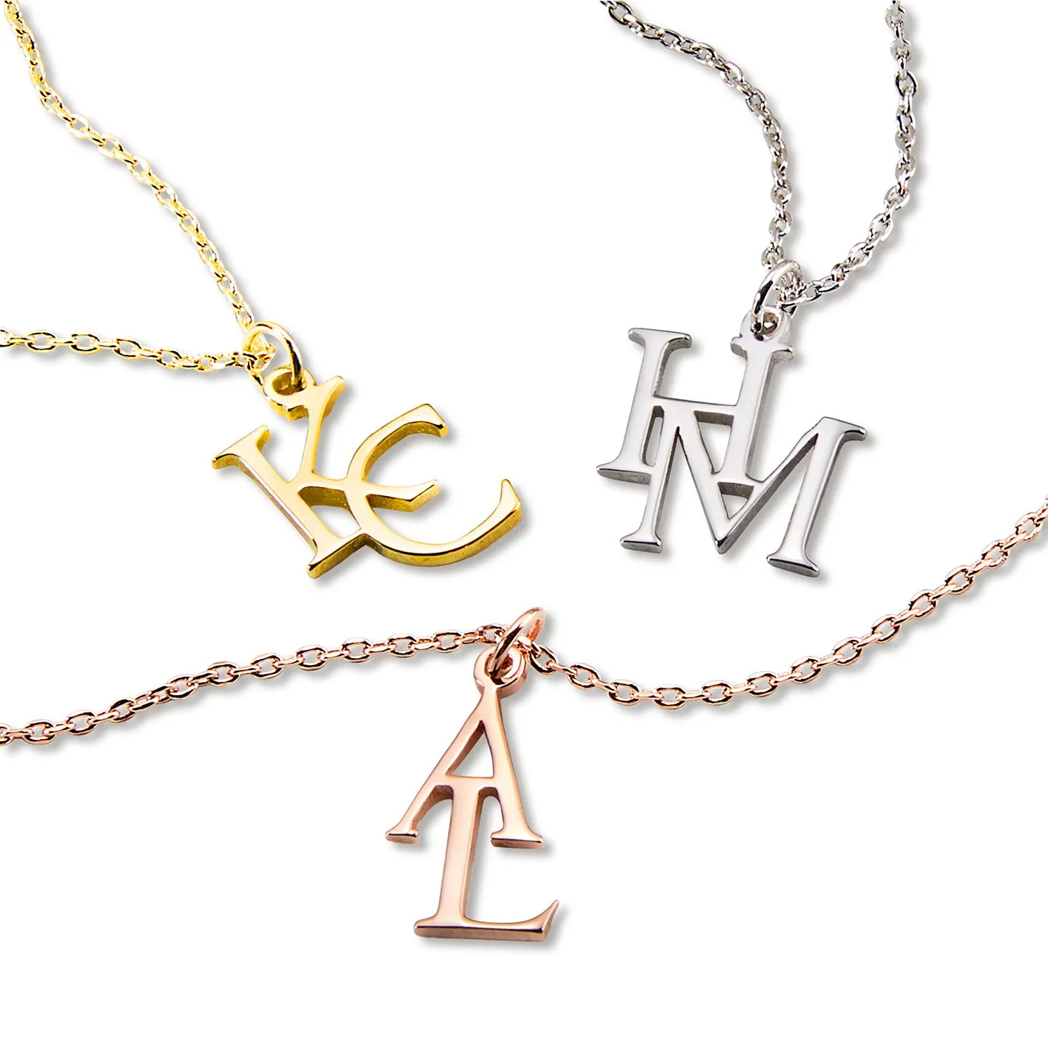 Sterling Silver Stacked Initials Necklace sold by Limoges Jewelry