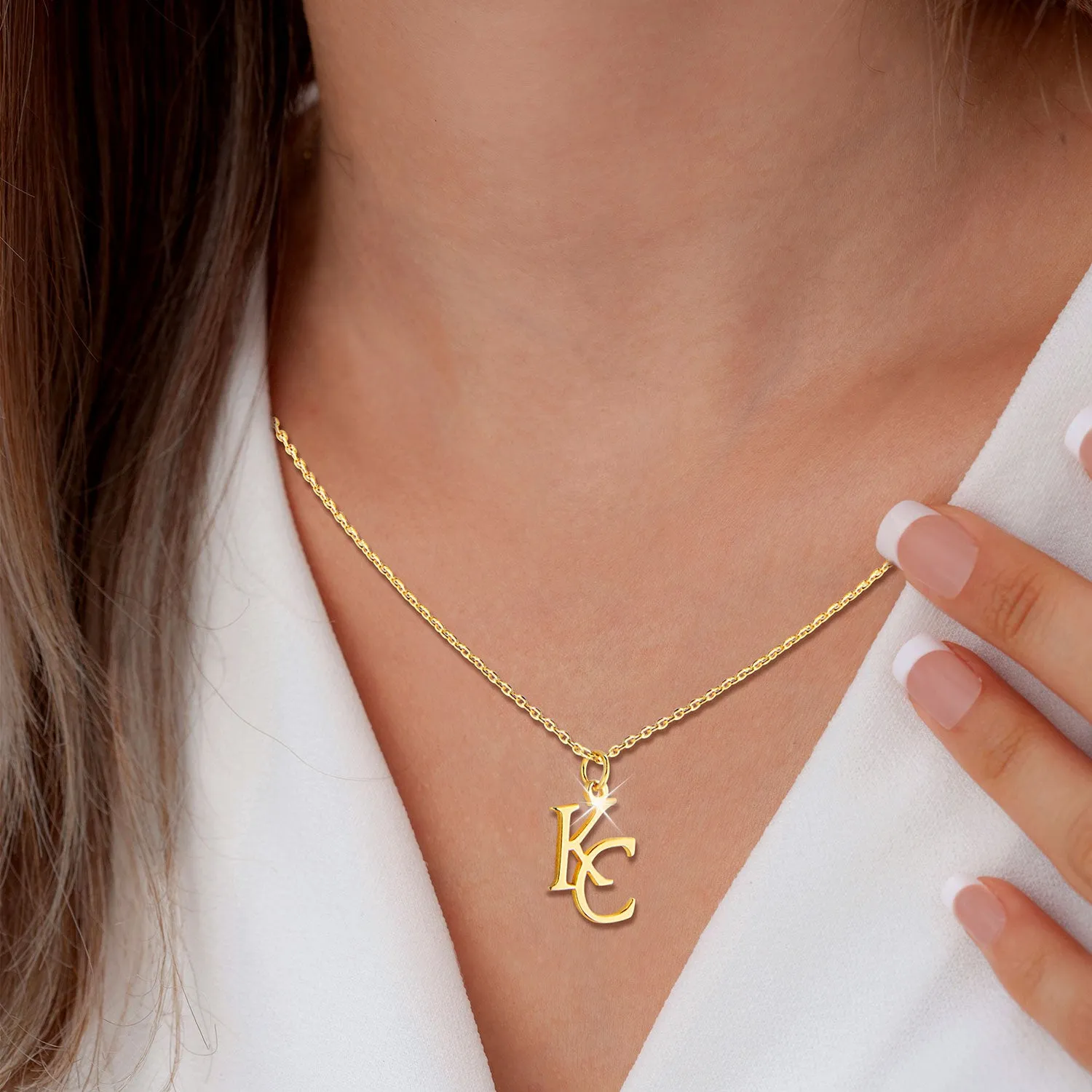 Sterling Silver Stacked Initials Necklace sold by Limoges Jewelry product image thumbnail 2