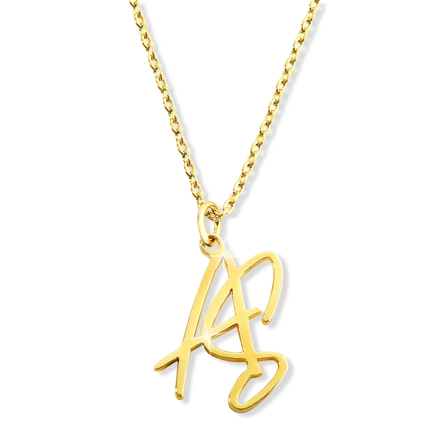 Sterling Silver Stacked Script Initials Necklace sold by Limoges Jewelry product image thumbnail 3