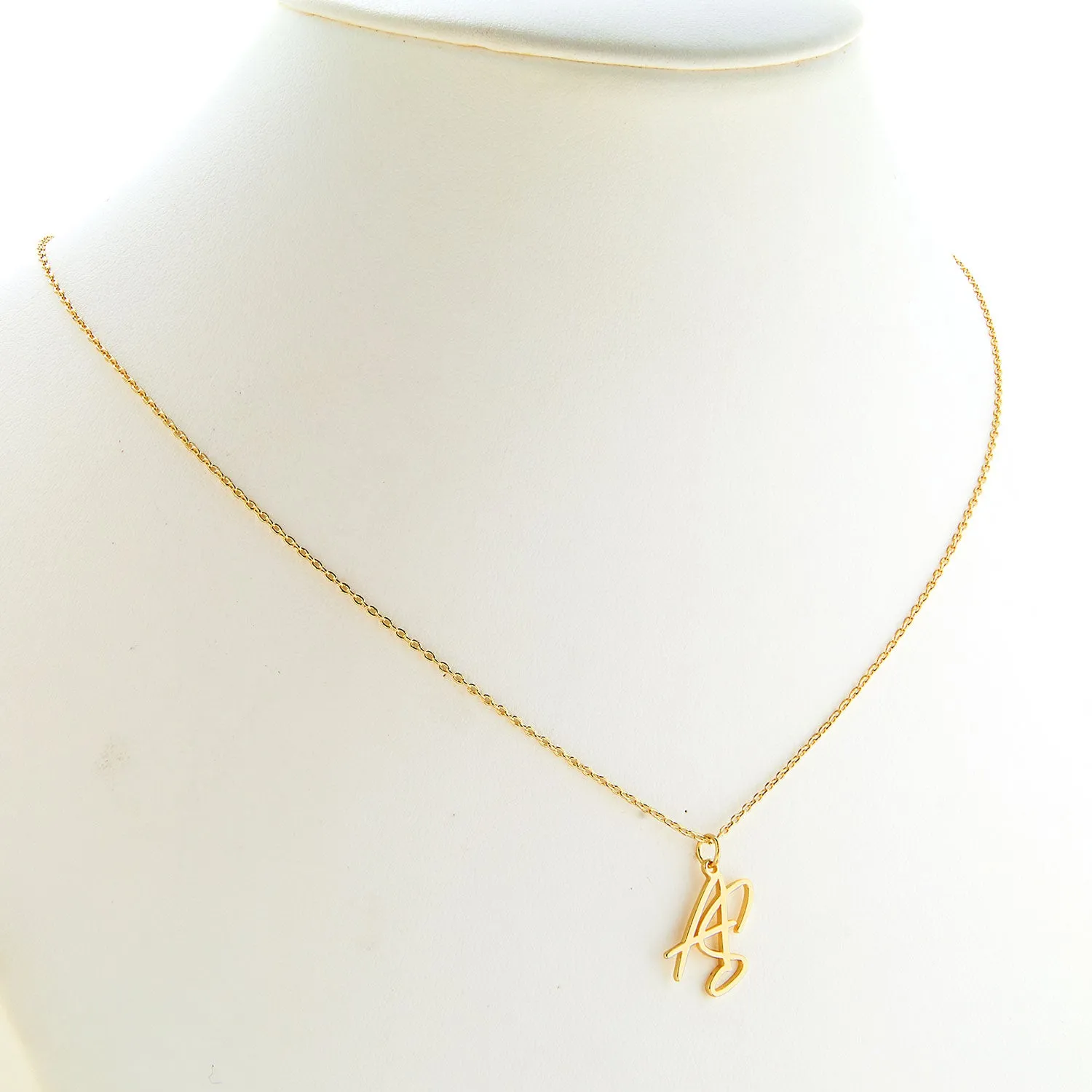 Sterling Silver Stacked Script Initials Necklace sold by Limoges Jewelry product image thumbnail 4