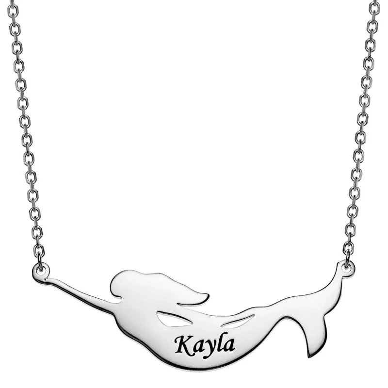 Sterling Silver Mermaid Name Pendant sold by Limoges Jewelry