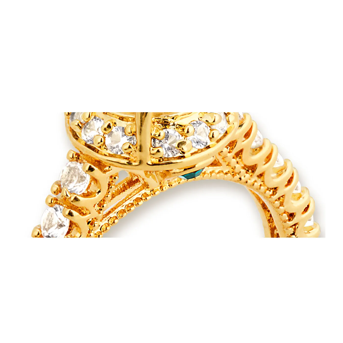 Gold over Sterling Hidden Halo and Birthstone White Topaz Solitaire Engraved Engagement Ring sold by Limoges Jewelry product image thumbnail 3