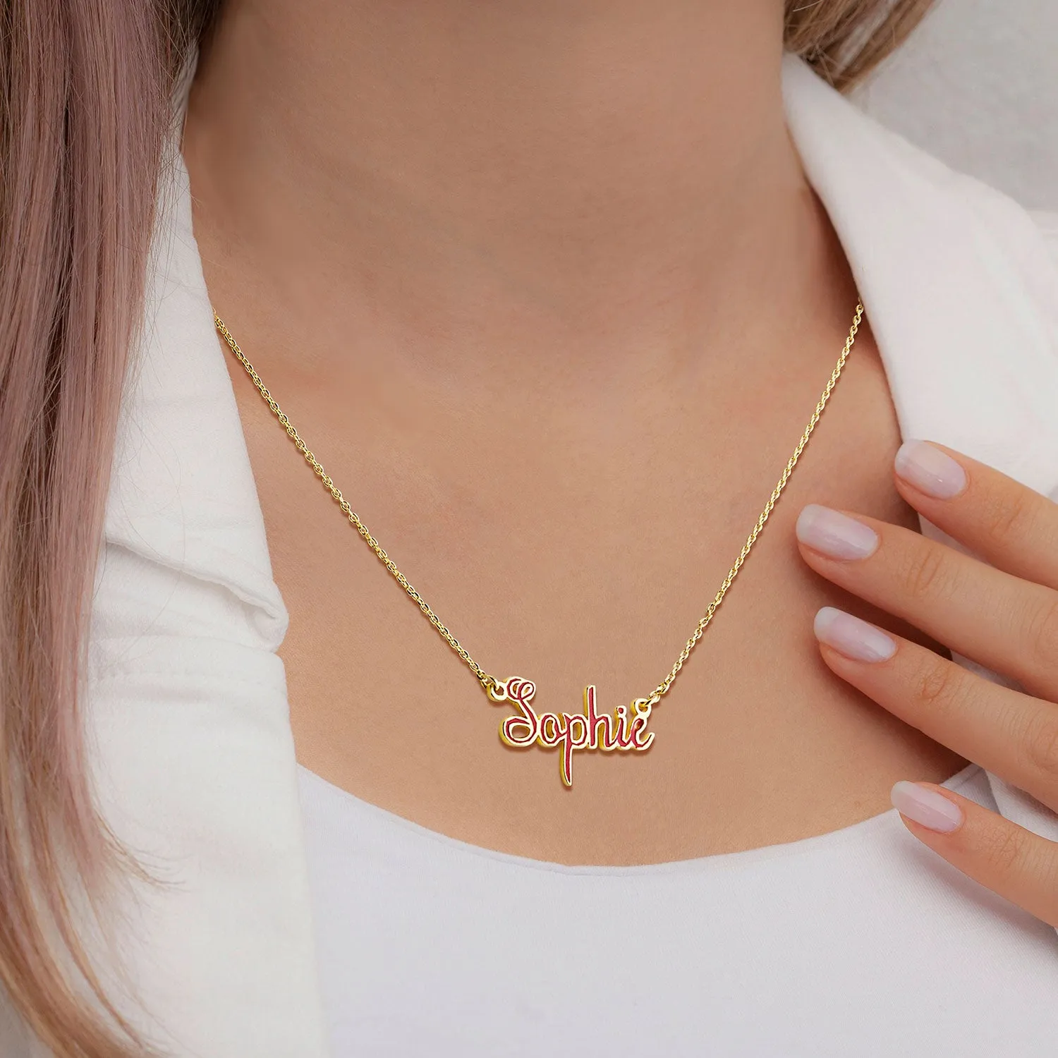 Fancy Script Enamel Name Necklace sold by Limoges Jewelry product image thumbnail 4