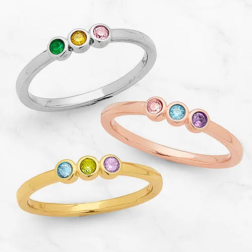 14K Gold Plated Petite Three Birthstone Ring sold by Limoges Jewelry product image thumbnail 2
