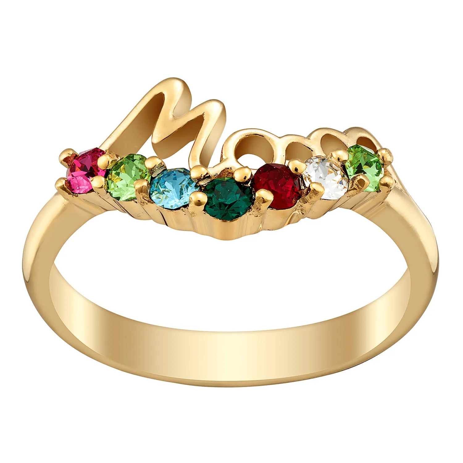 14K Gold over Sterling MOM Family Birthstone Ring sold by Limoges Jewelry