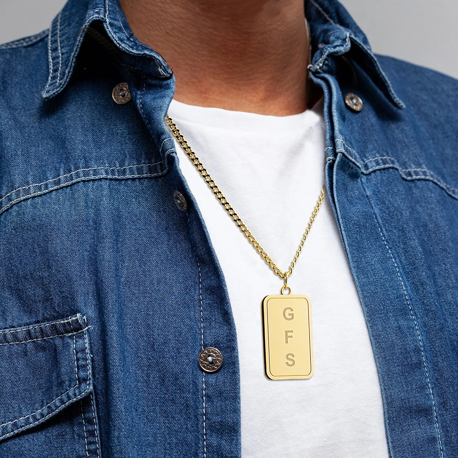 Men's Initial Enamel Dog Tag Necklace sold by Limoges Jewelry
