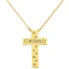Engraved Name with Stars and Heart Cross Necklace sold by Limoges Jewelry