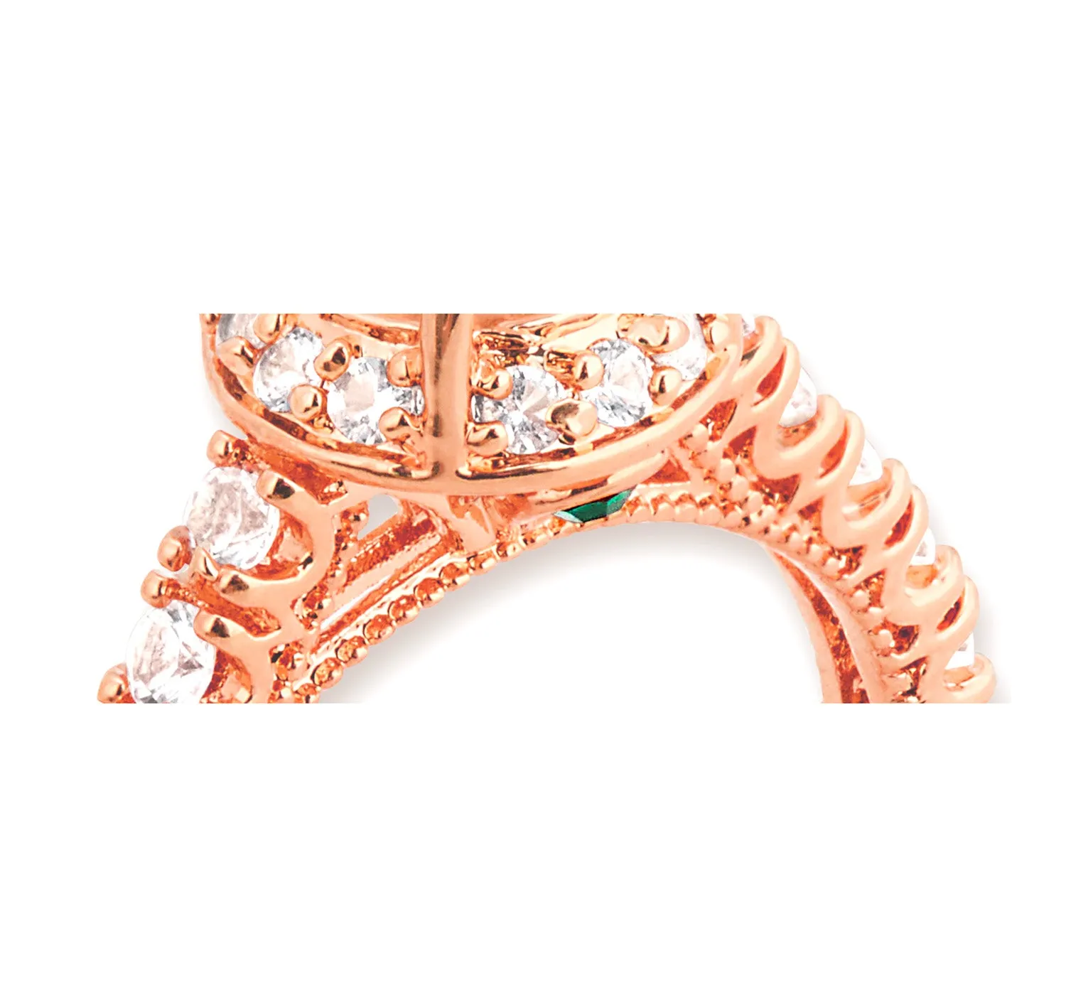 Rose Gold over Sterling Hidden Halo and Birthstone White Topaz Solitaire Engraved Engagement Ring sold by Limoges Jewelry product image thumbnail 4