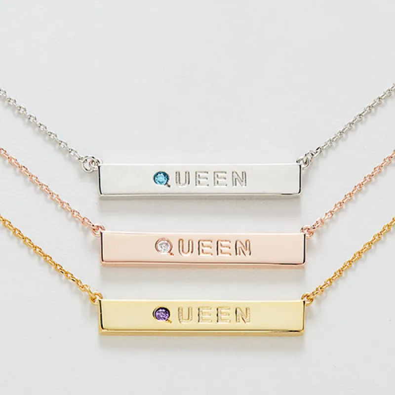 QUEEN Birthstone Empowerment Necklace sold by Limoges Jewelry