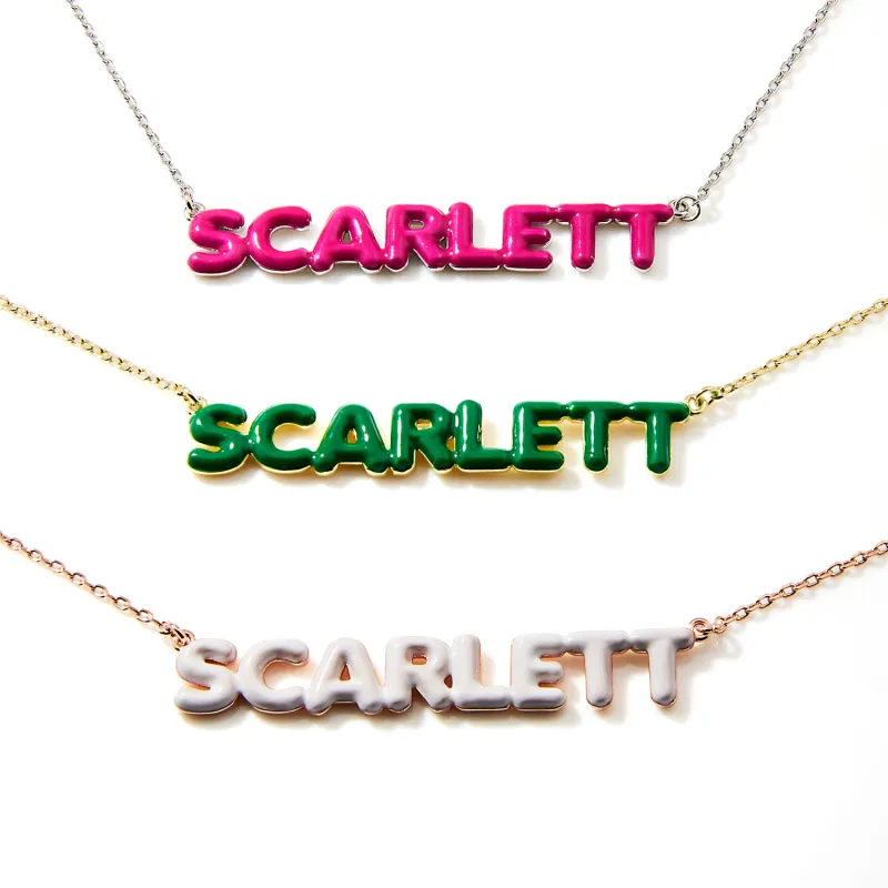 Enamel Balloon Letters Whimsical Name Necklace sold by Limoges Jewelry