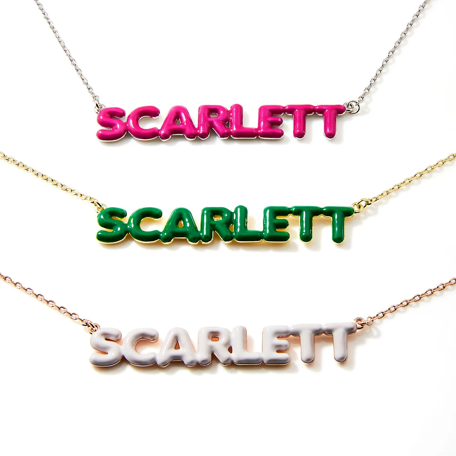 Enamel Balloon Letters Whimsical Name Necklace sold by Limoges Jewelry